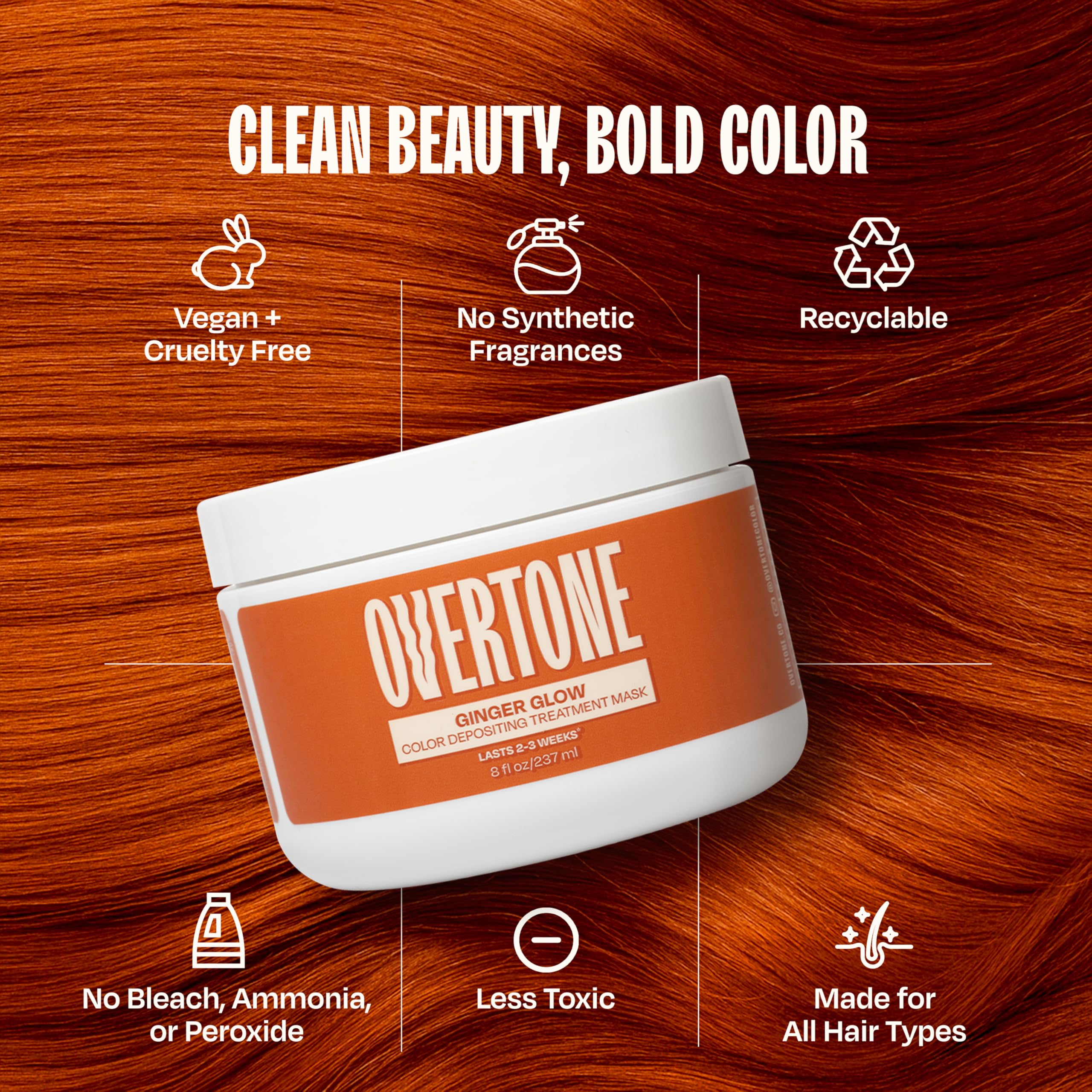 oVertone vegan cruelty-free badge emphasized on product packaging.