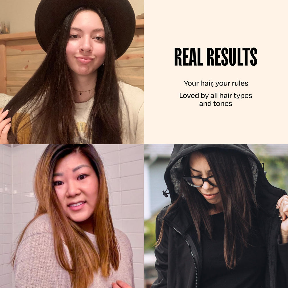 oVertone golden brown shade visible on dark hair texture