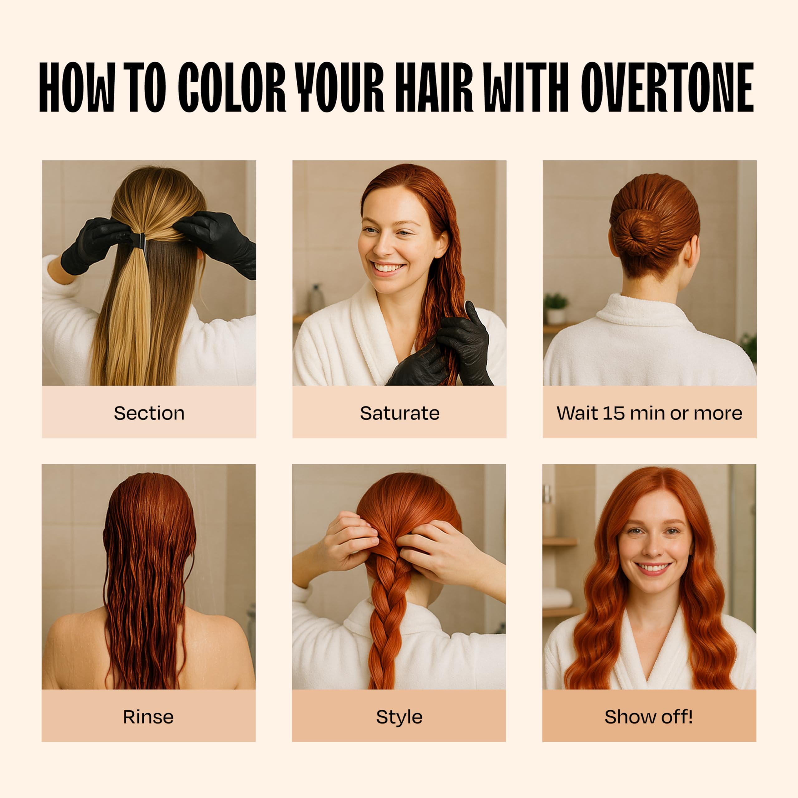 Overtone Golden Copper suitable for all hair types demonstration