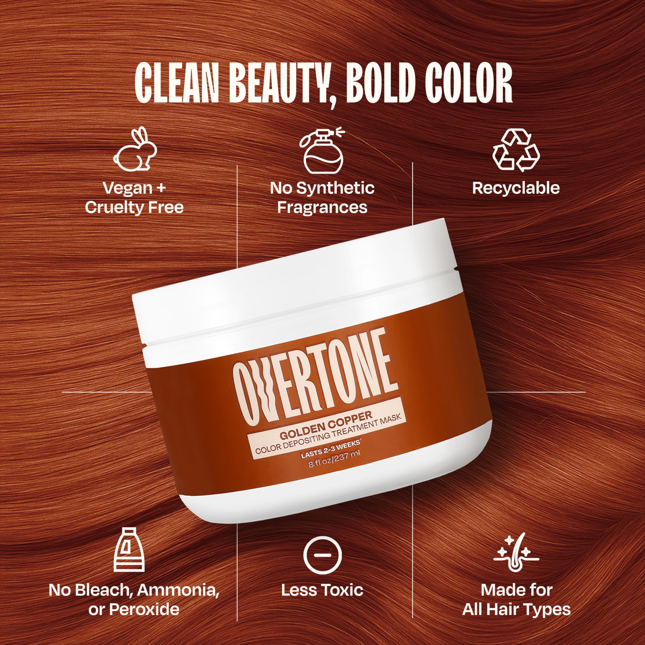Overtone Golden Copper color-treatment for dry hair at home