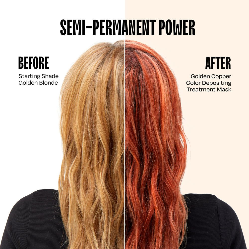 Overtone Golden Copper hair before and after shows transformation