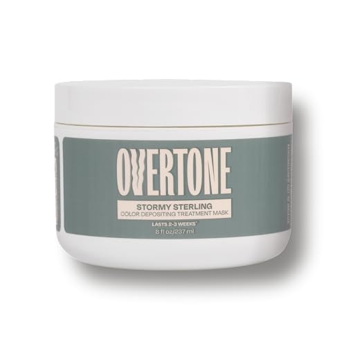 Overtone Stormy Sterling mask swatch shows semi permanent color adapting to base