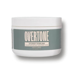 Overtone Stormy Sterling mask swatch shows semi permanent color adapting to base