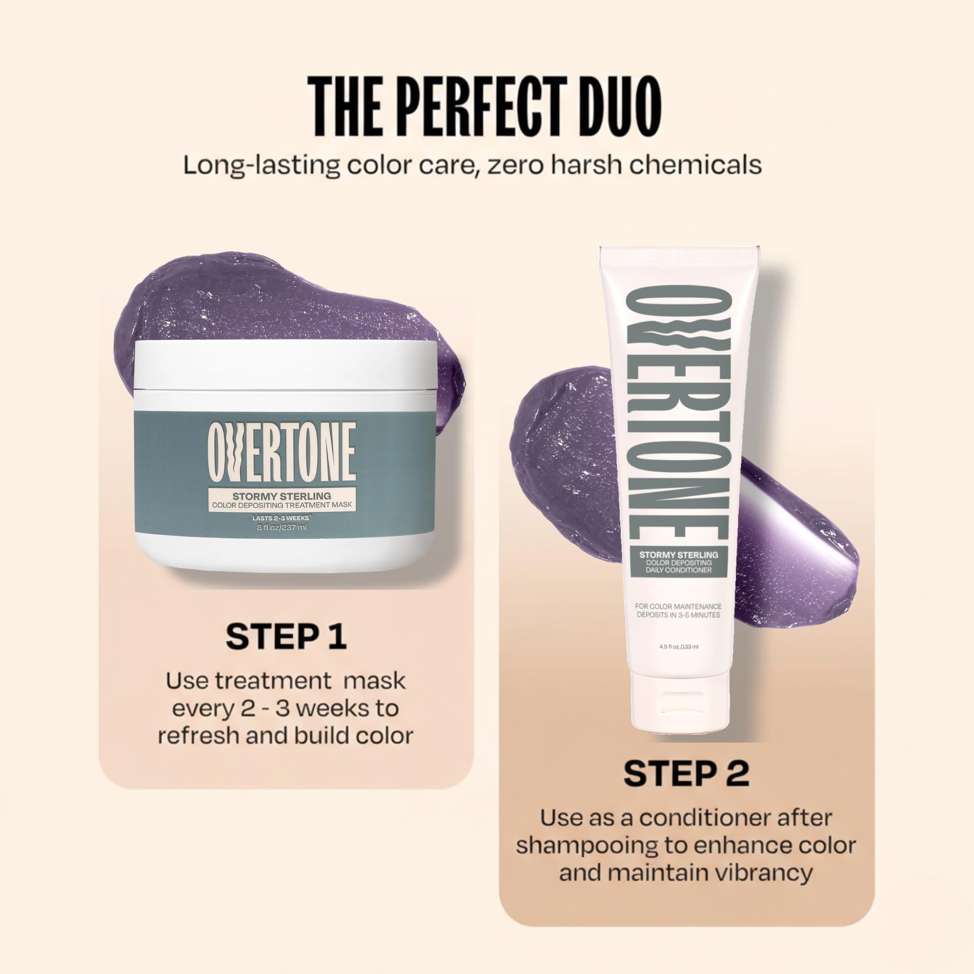 Overtone Stormy Sterling wait time 15 minutes for vivid fade resistant pigment