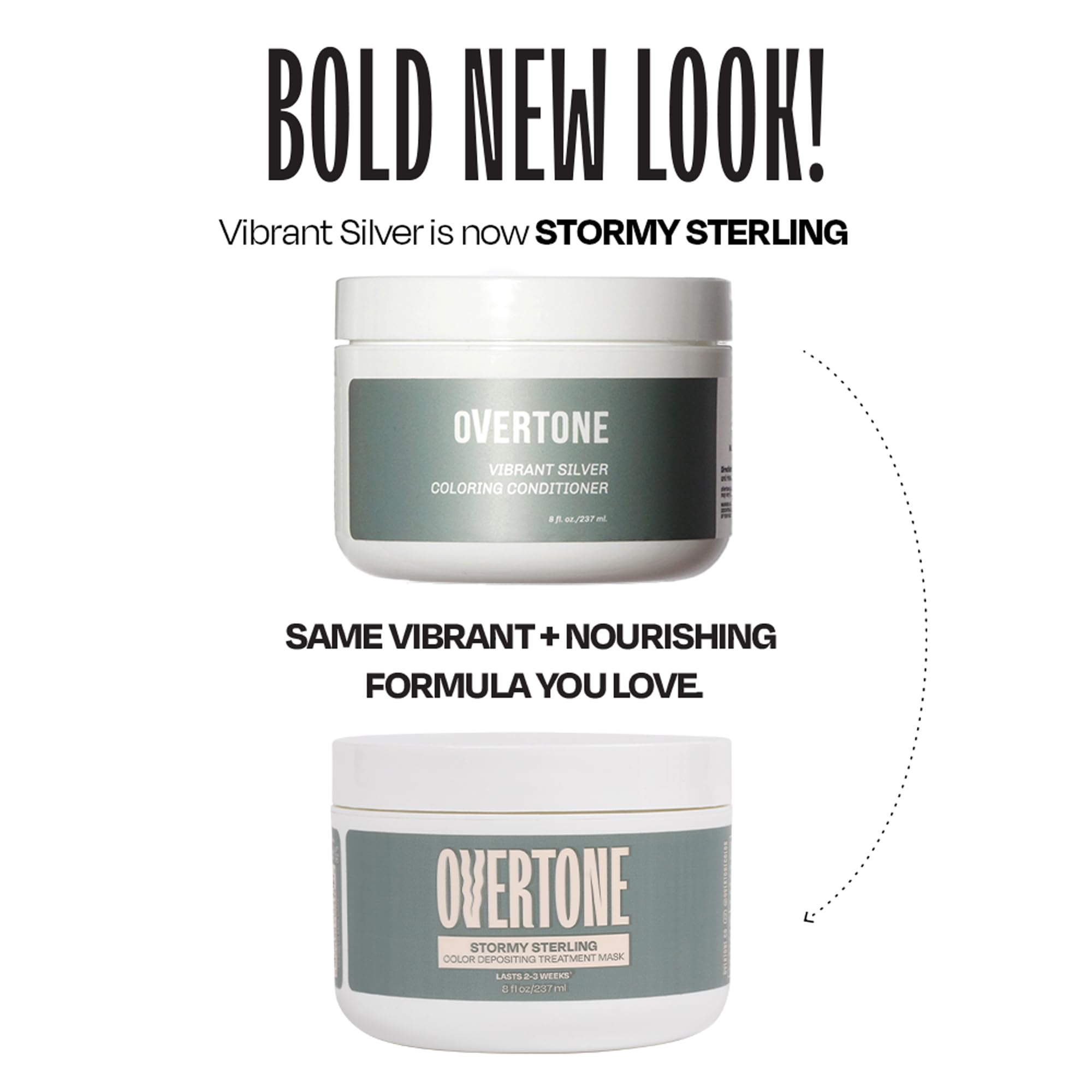 Overtone Stormy Sterling warm water rinse demonstrates gentle removal while preserving shine