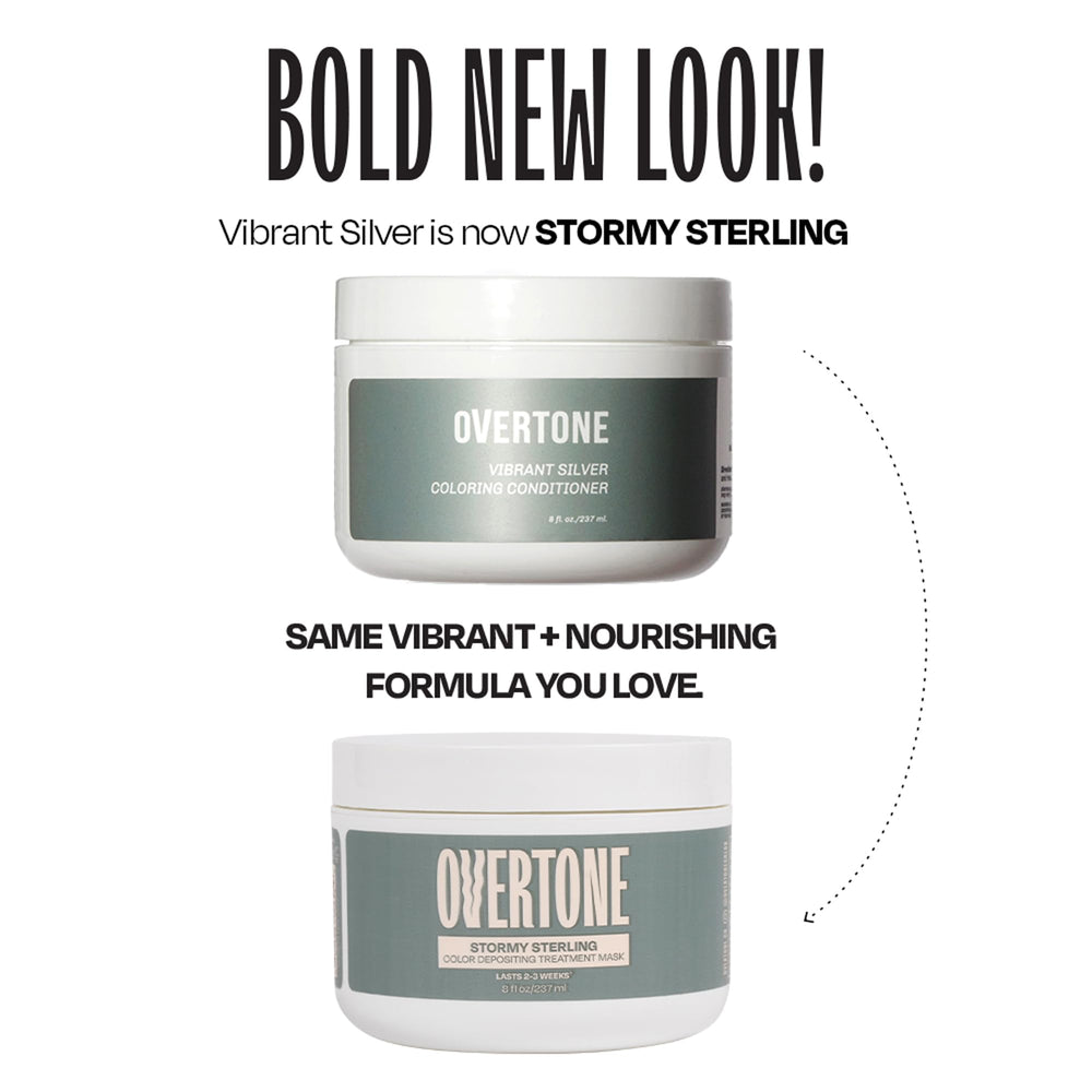 Overtone Stormy Sterling warm water rinse demonstrates gentle removal while preserving shine