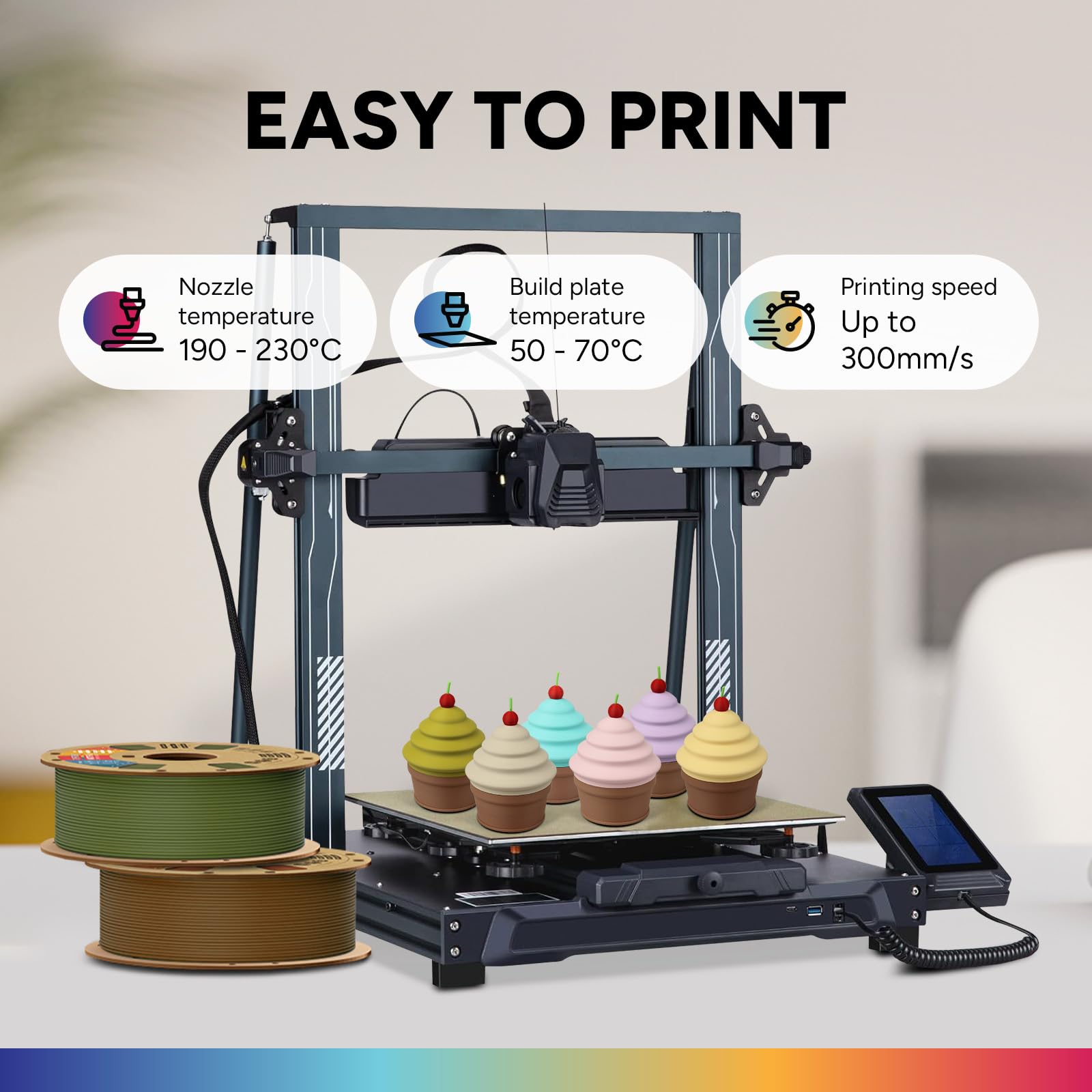 Overture Matte PLA color range supports vibrant models with a matte finish.