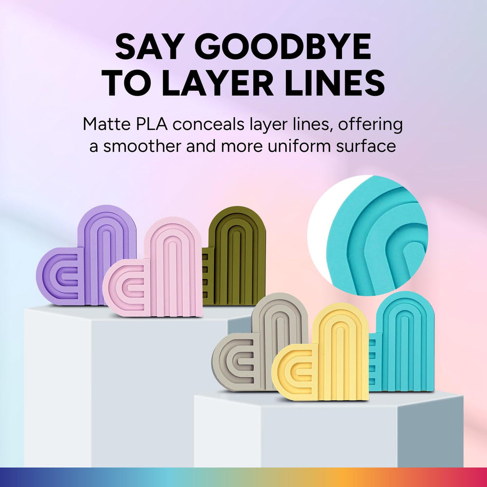 Overture Matte PLA frosted surface closeup highlights texture that conceals layer lines.