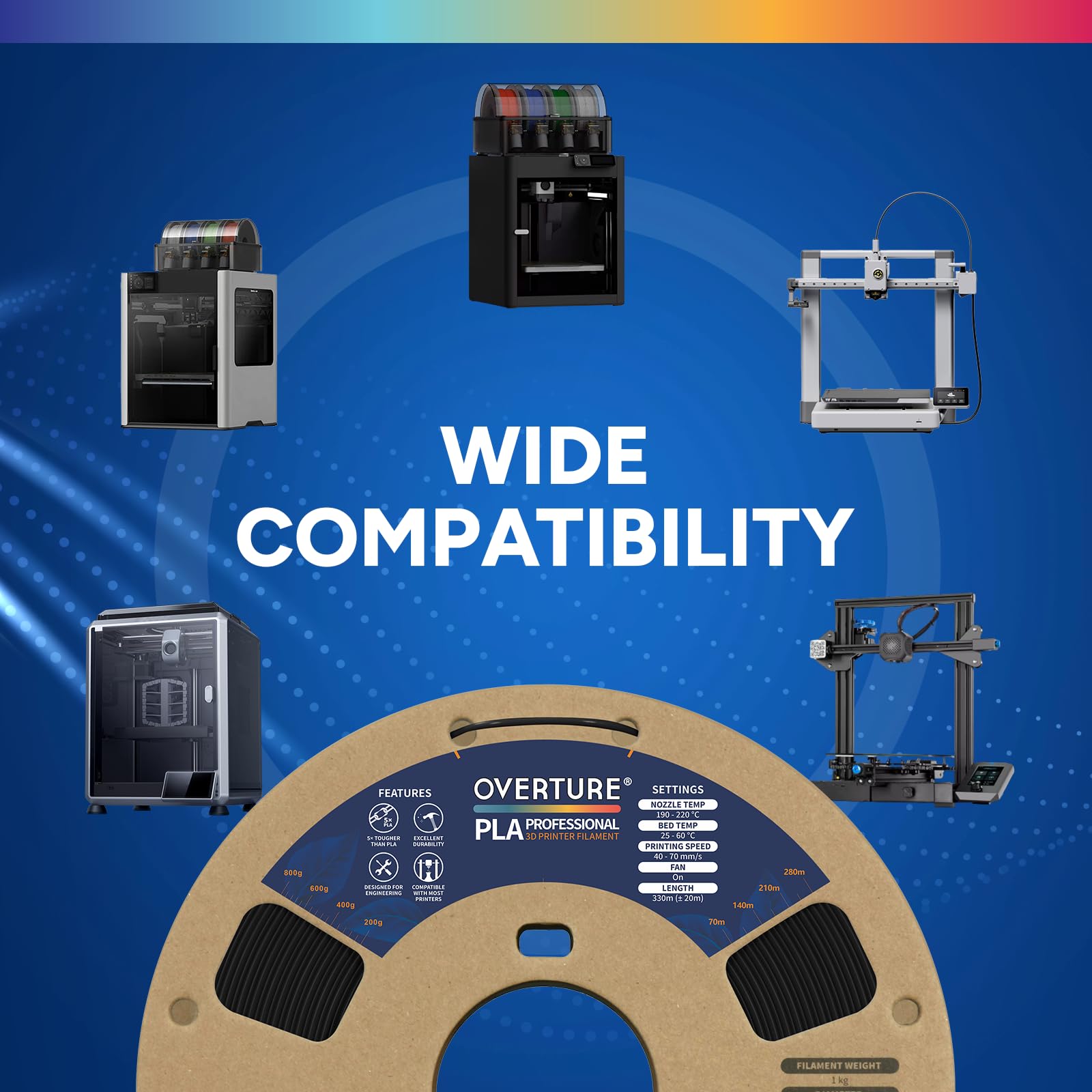OVERTURE PLA Plus anti-clog formula helps smoother, uninterrupted printing.