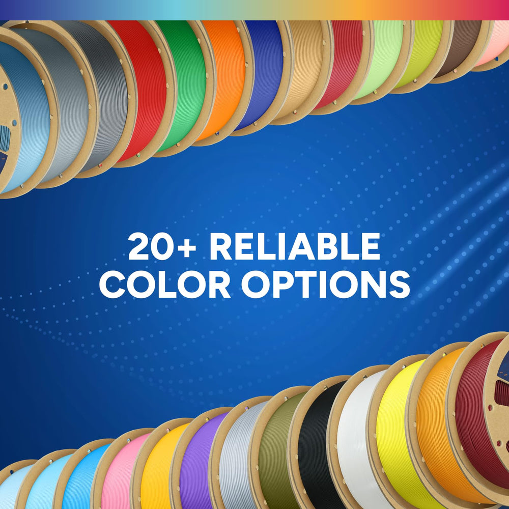 OVERTURE PLA Plus low-warp formula supports easy bed adhesion and reliable first layers.