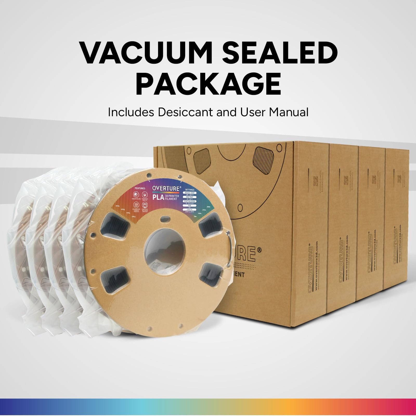 Overture filament delivers smooth prints with consistent feeds across projects.