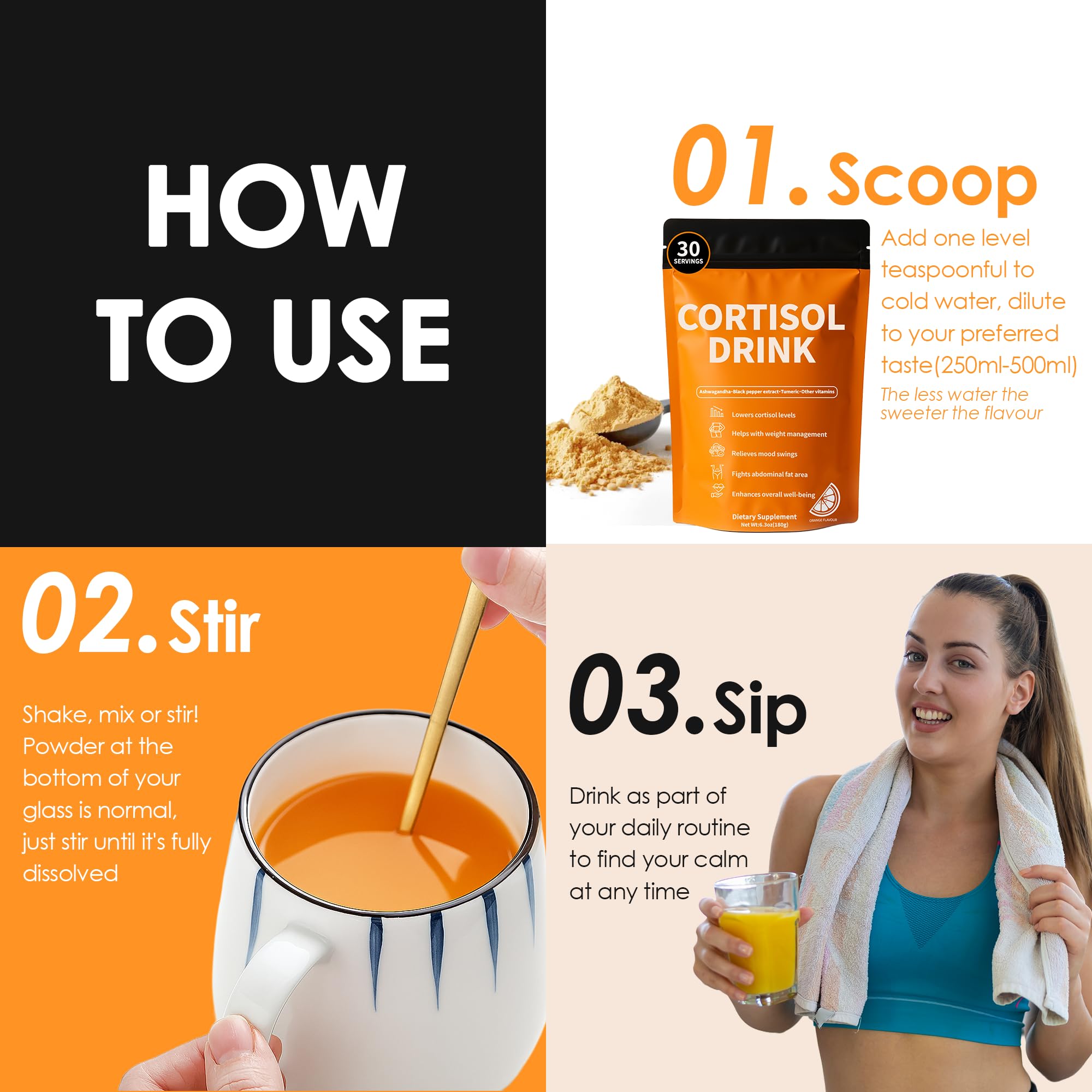 Oviaapo Ready-to-drink Cortisol Powder in a glass.