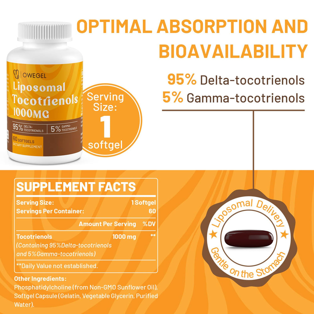 Bottle beside glass suggesting a simple daily wellness ritual with Owegel tocotrienols.
