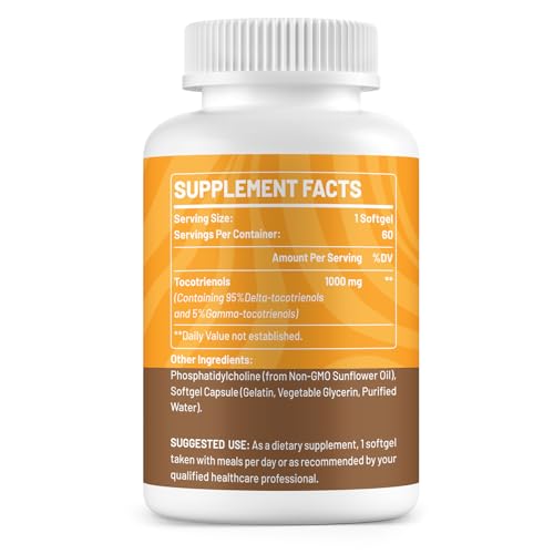 Owegel liposomal tocotrienols bottle back showing supplement facts and purity notes.