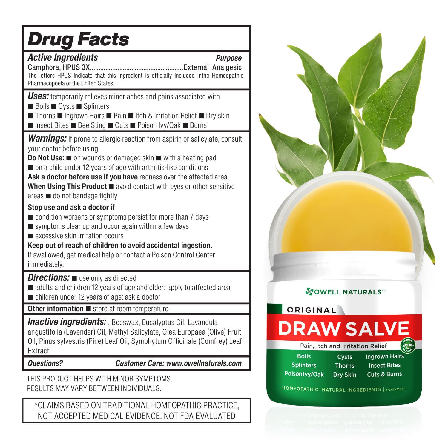 Owell Naturals Drawing Salve serves as a multi-purpose solution for common skin concerns.