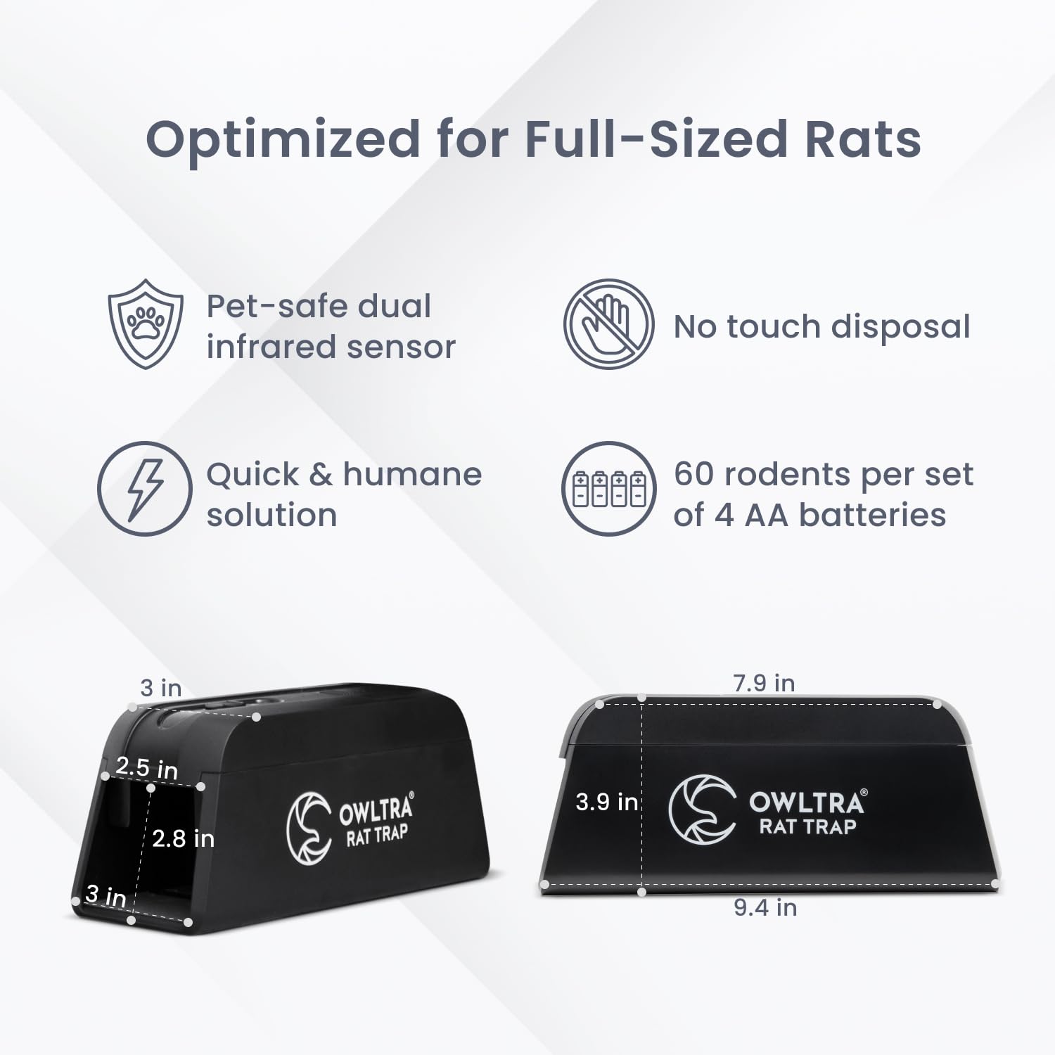 OWLTRA OW-1 top-view highlighting bait door for easy setup.