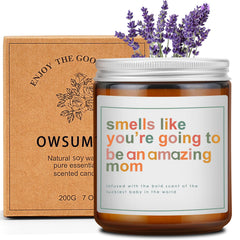 OWSUMER lavender candle packaging showcasing gift-ready design.