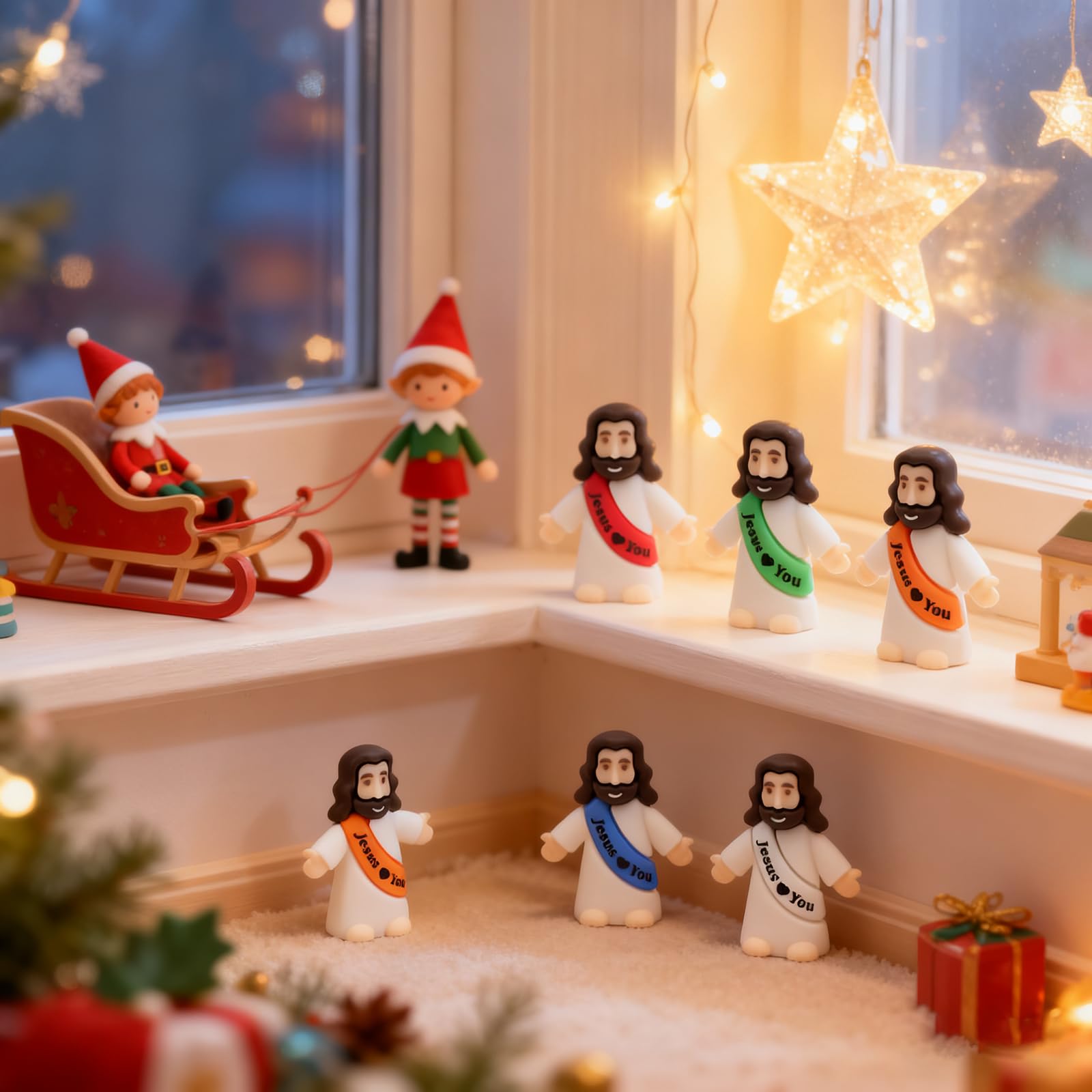 Owurha Jesus Love You mini figure in white suits baptisms, Sunday School events, and gift baskets.