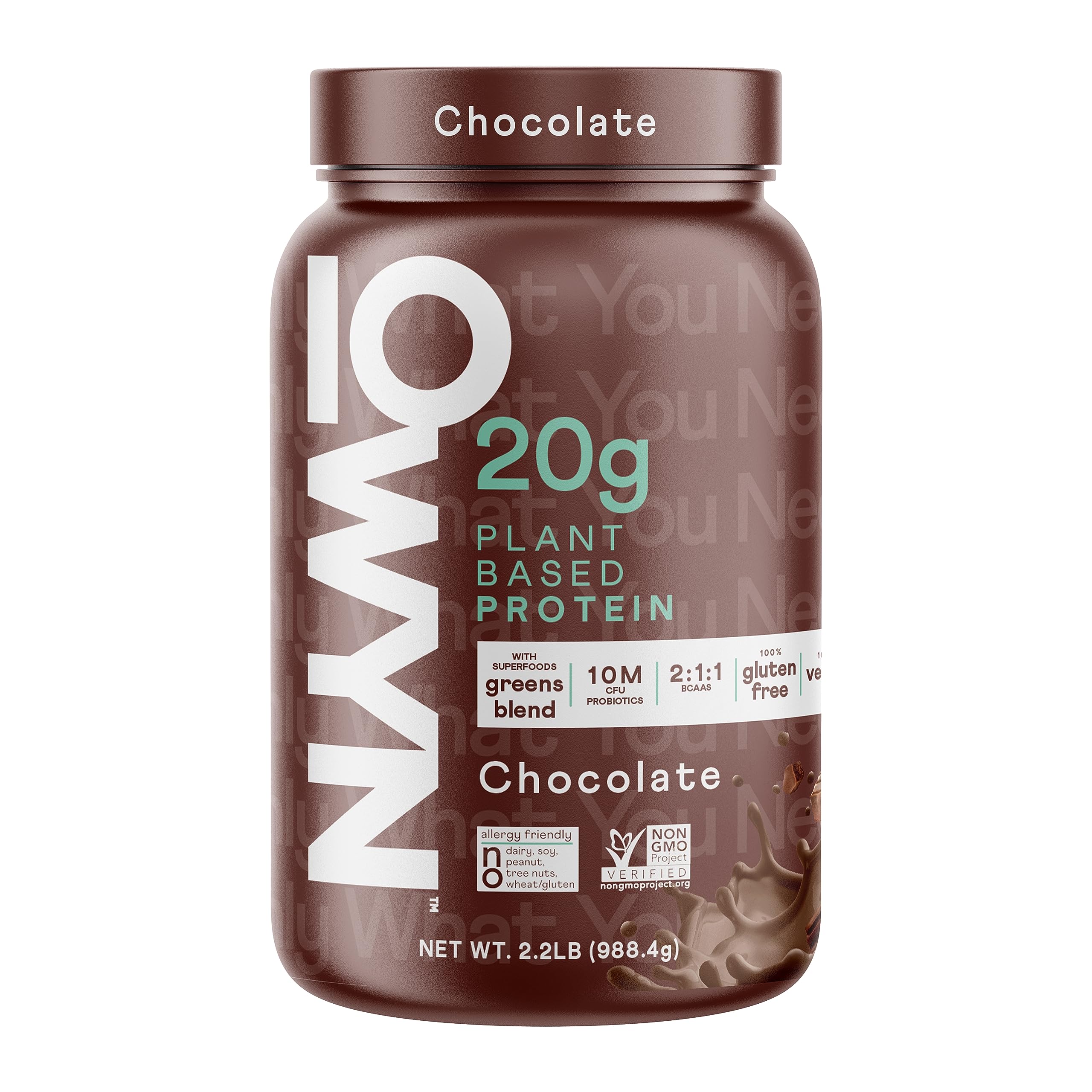 OWYN chocolate protein powder bag with scoop, dairy-free plant protein for daily energy.