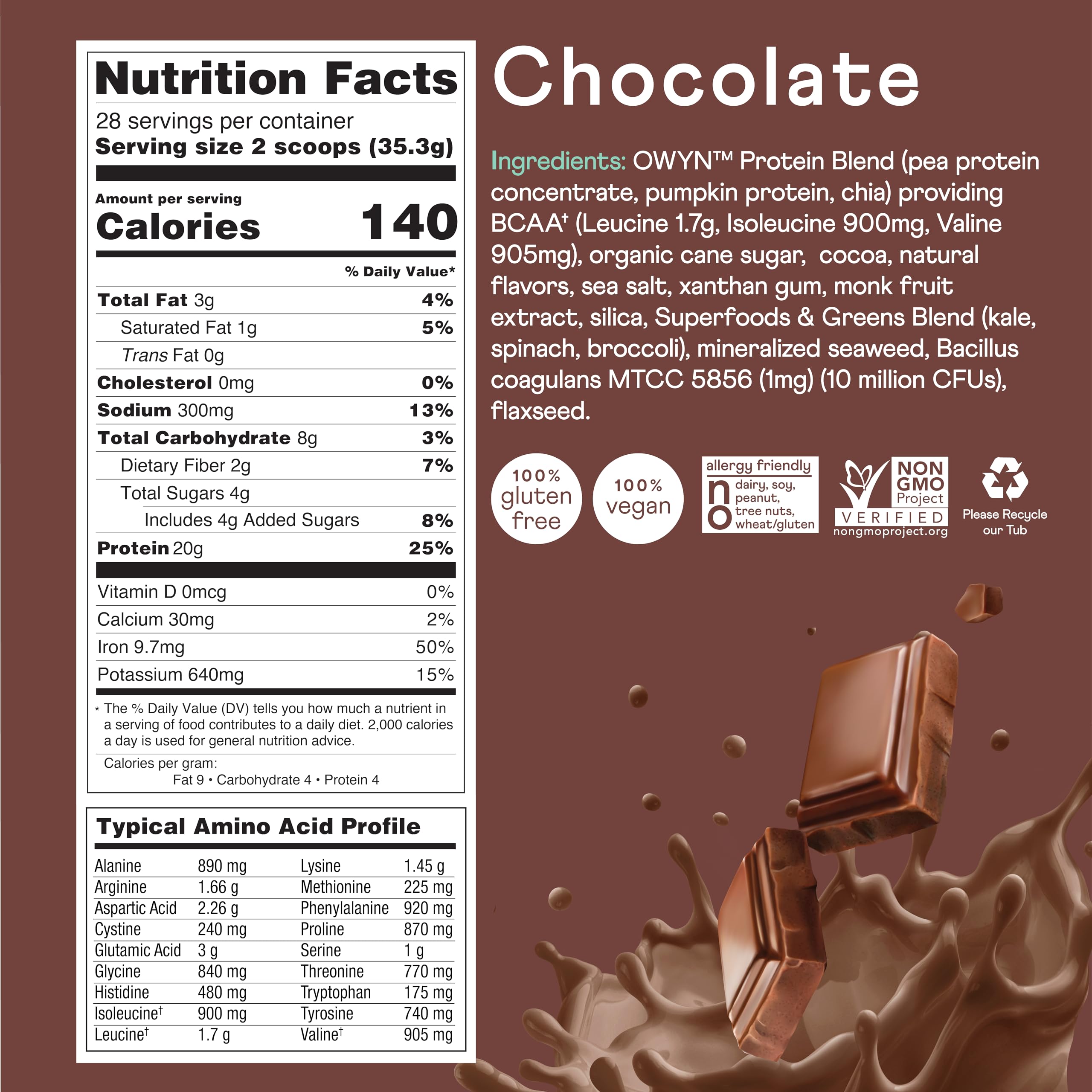 OWYN chocolate protein powder being baked into muffins shows versatile healthy snacking.