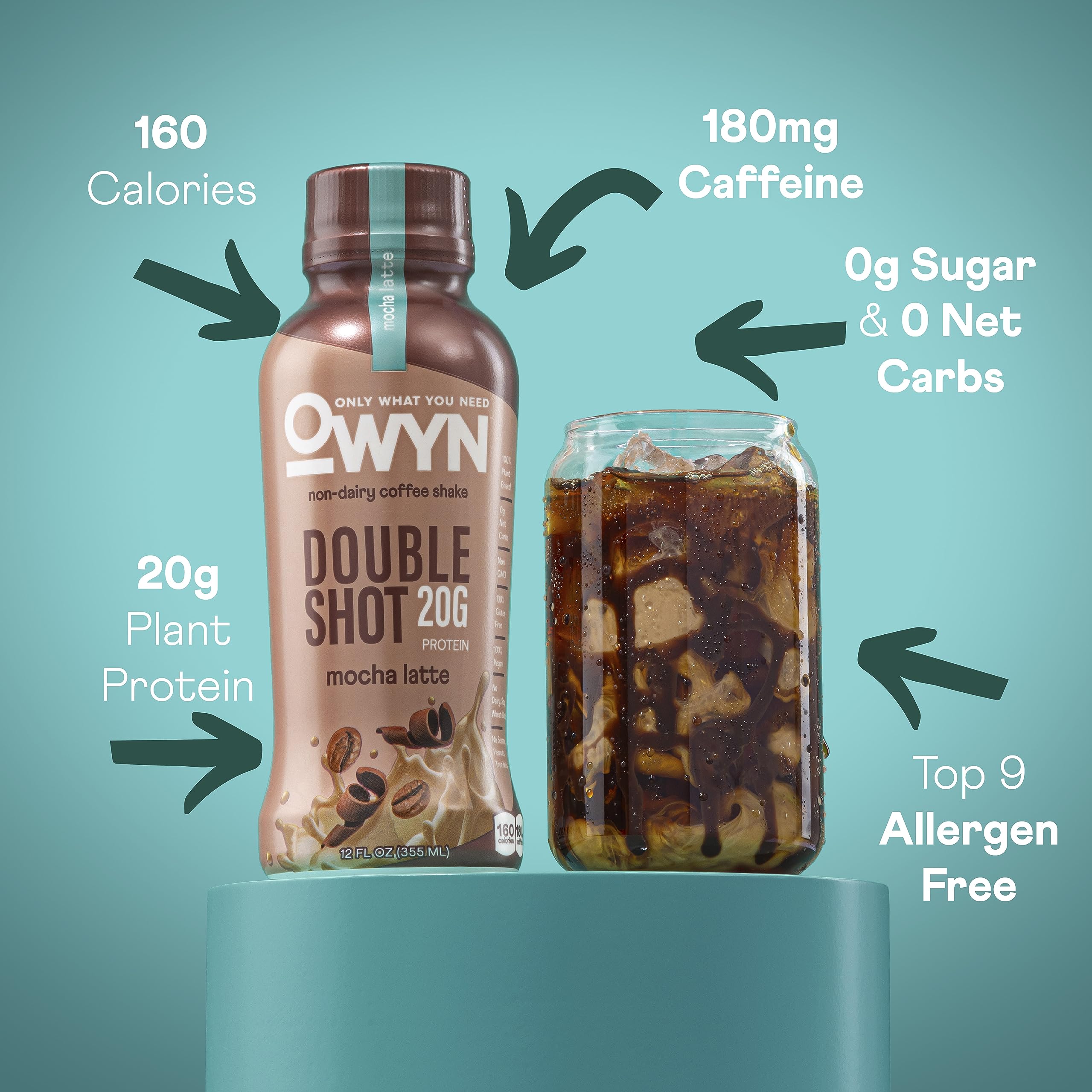 OWYN double-shot vanilla latte shake delivers smooth vanilla and plant-based energy