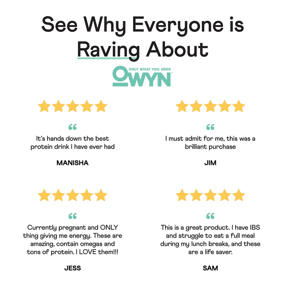 Active person enjoys OWYN protein shake as a quick post-workout snack.