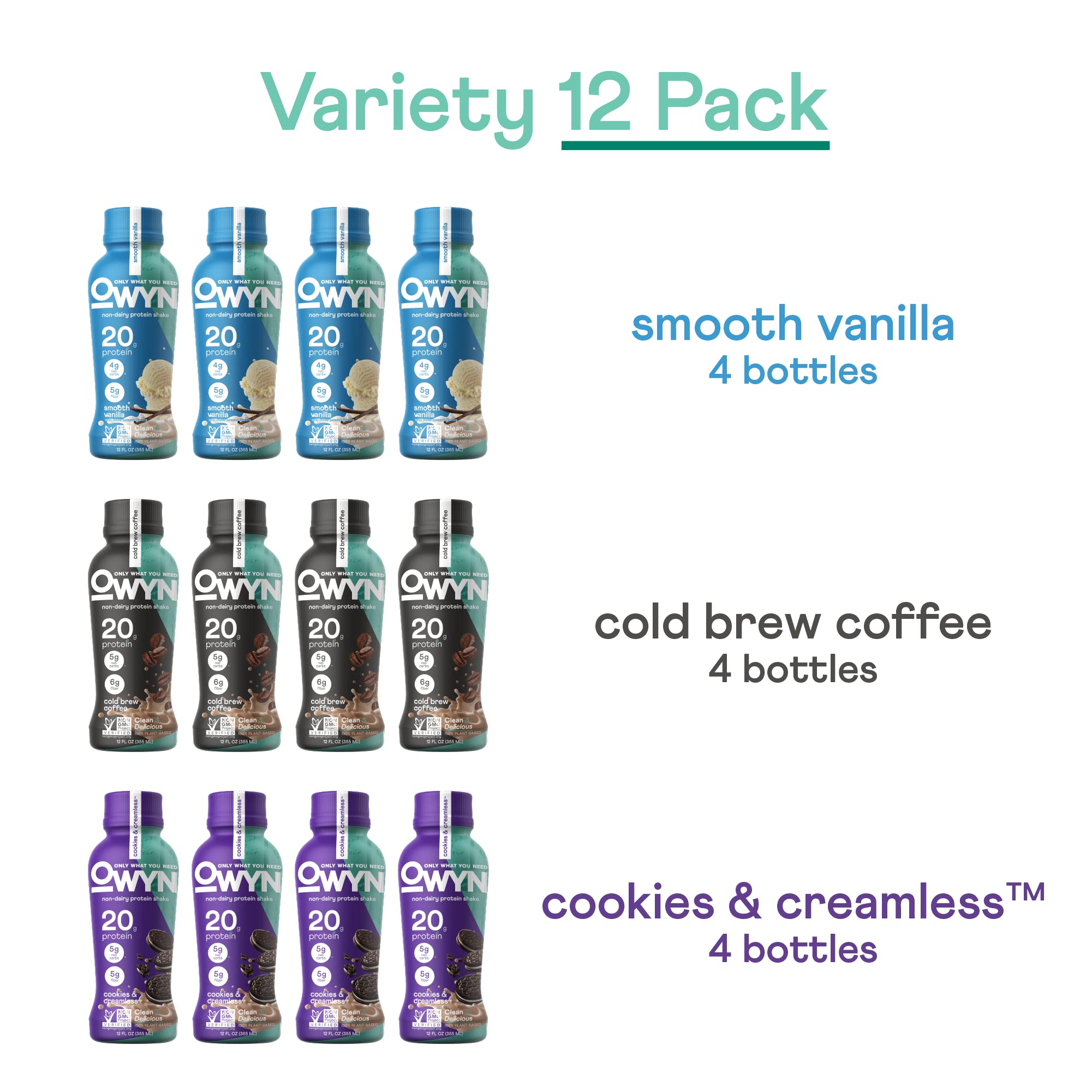 OWYN Cold Brew Coffee flavor bottle, plant-based protein for an energy-boosting snack