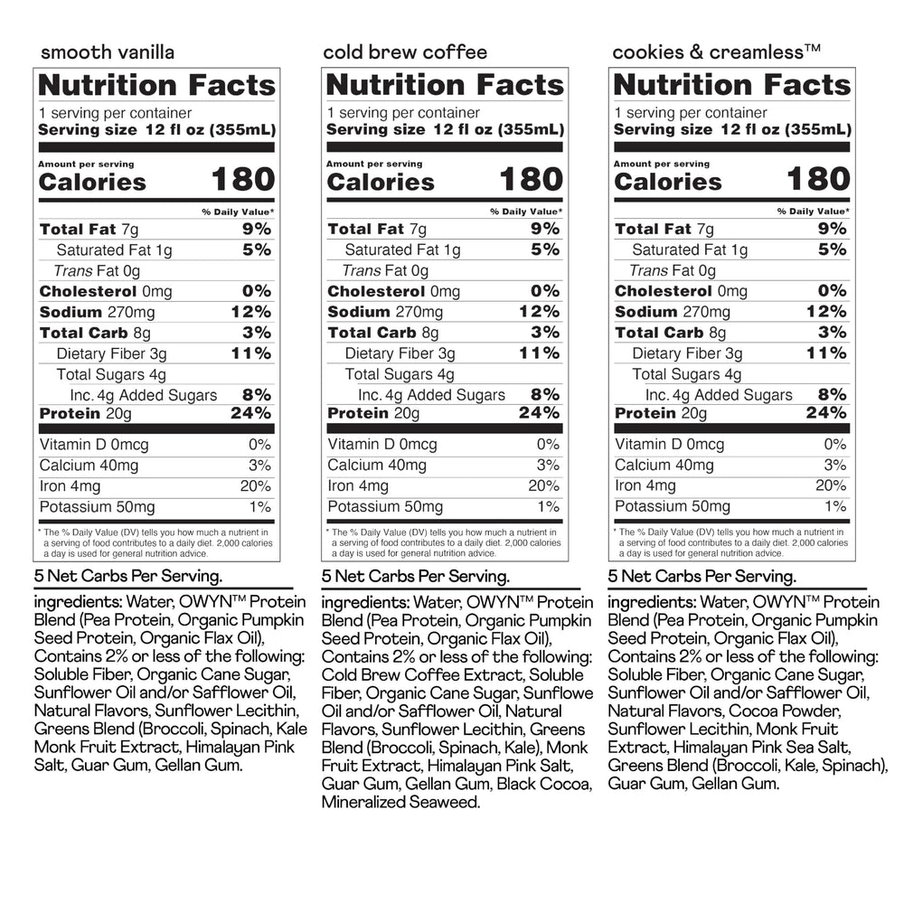 OWYN dairy-free shake bottle, ready-to-drink nutrition for on-the-go days
