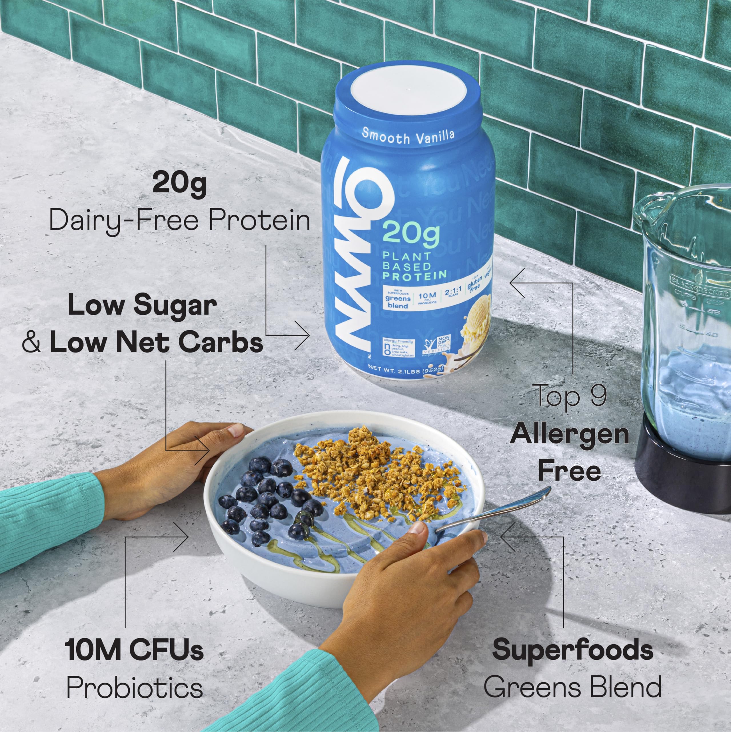 OWYN plant protein blend with pea, chia and pumpkin seeds