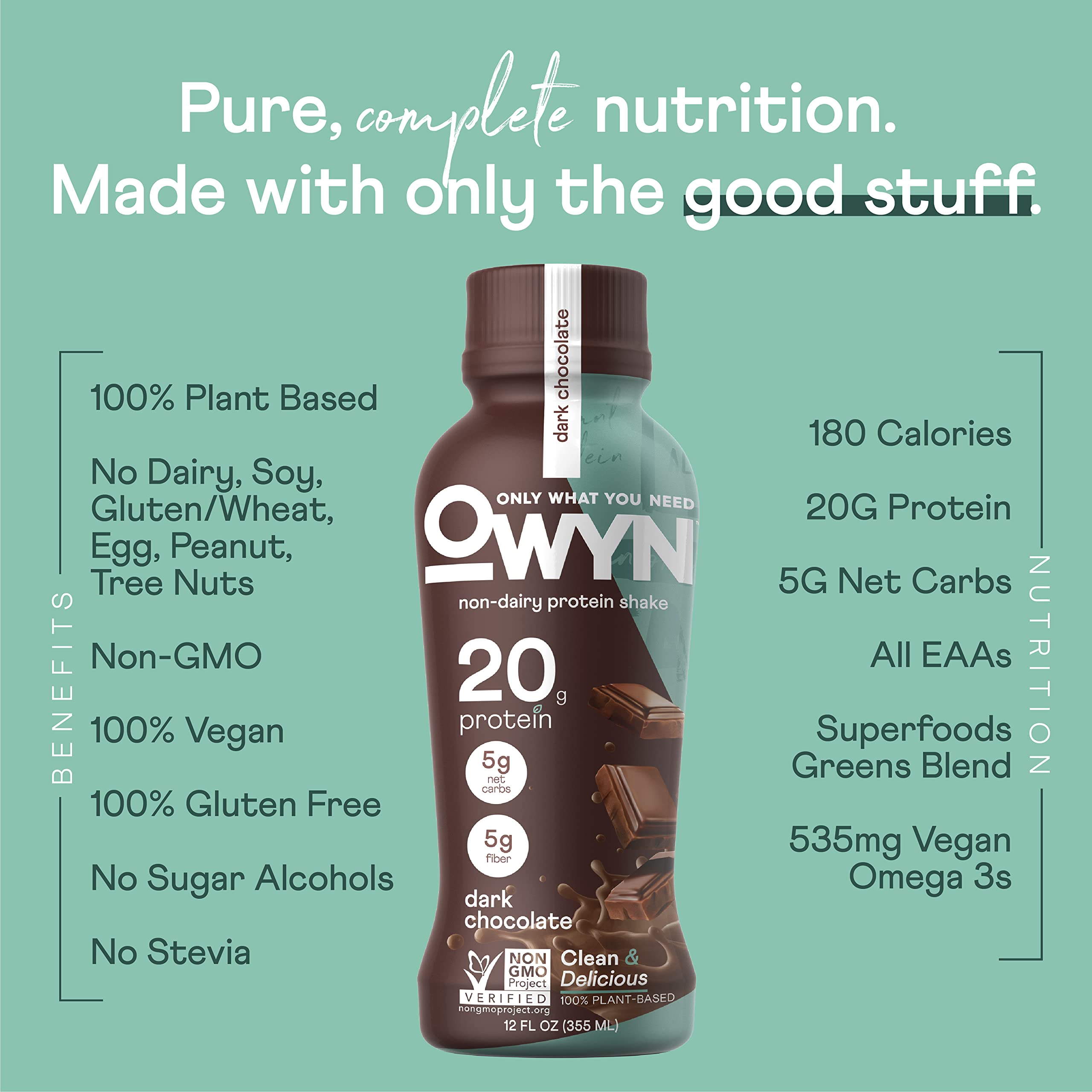 OWYN prebiotic fiber and greens supplement visuals suggest digestive support and daily vitality