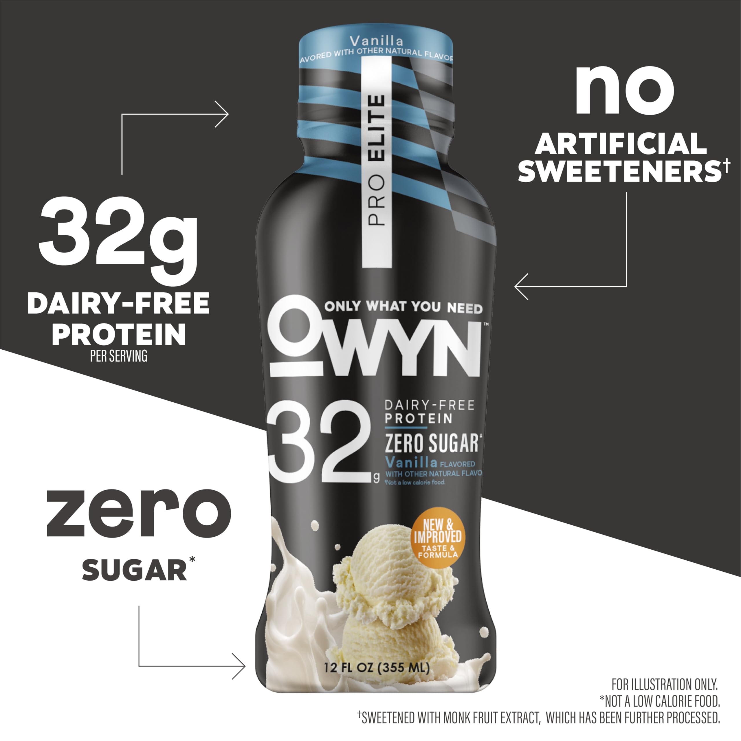 OWYN Pro Elite Vanilla poured into glass reveals creamy taste without artificial sweeteners