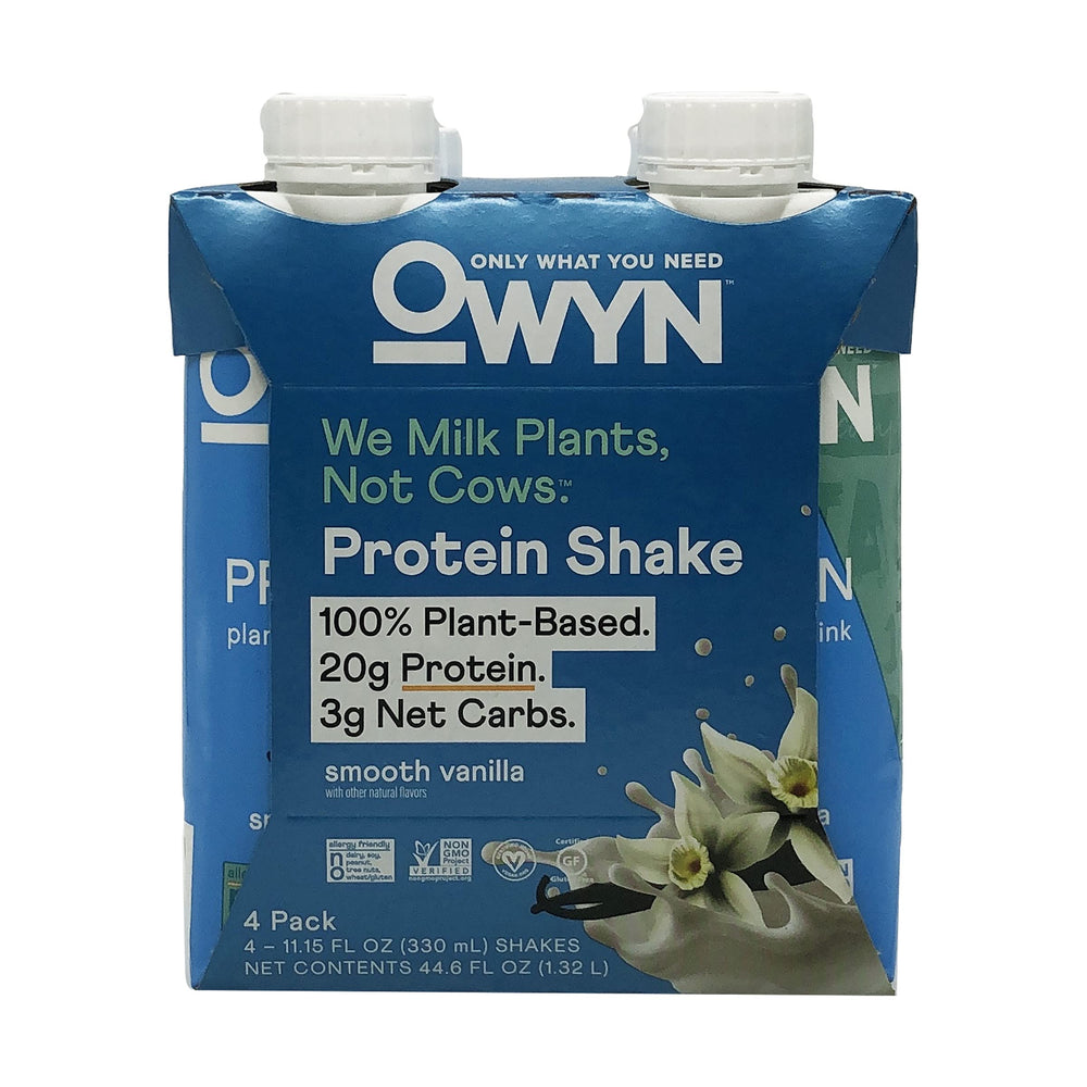 OWYN Smooth Vanilla bottle signals a vegan, gluten-free protein option for on-the-go nutrition.