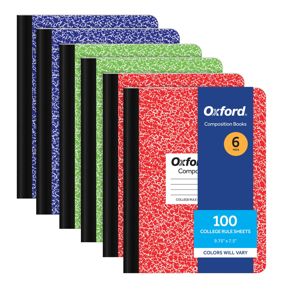 Oxford Composition Notebook with red cover, ideal for daily school notes and journaling.