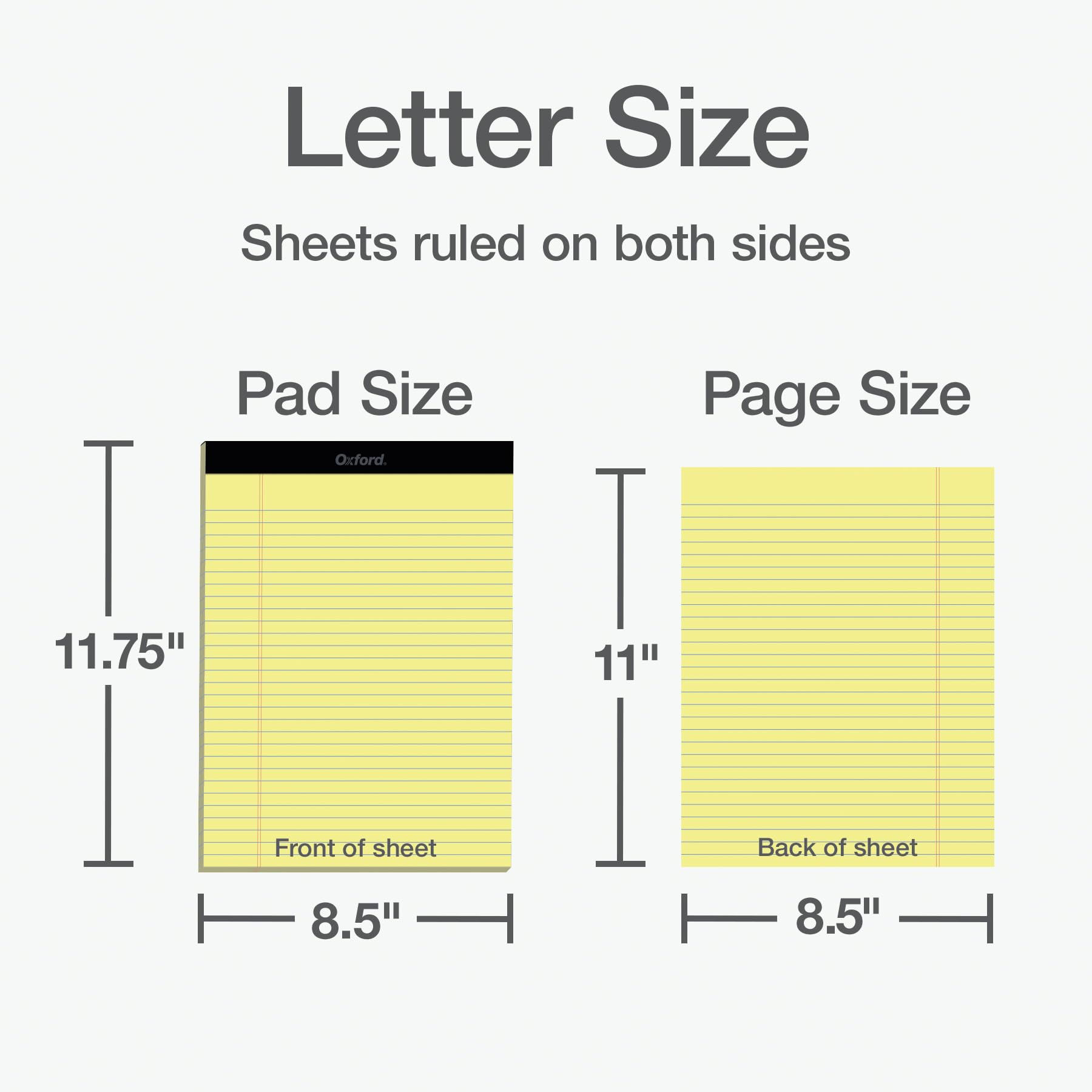 Oxford legal pad canary yellow paper close-up showing eye friendly color