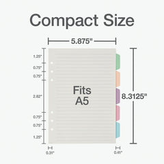 Oxford pastel dividers with five color tabs for easy sectioning.