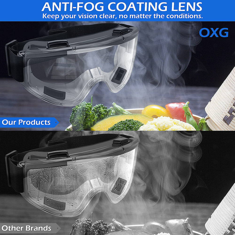 OXG safety goggles multicolor frames suitable for lab and workshop use.