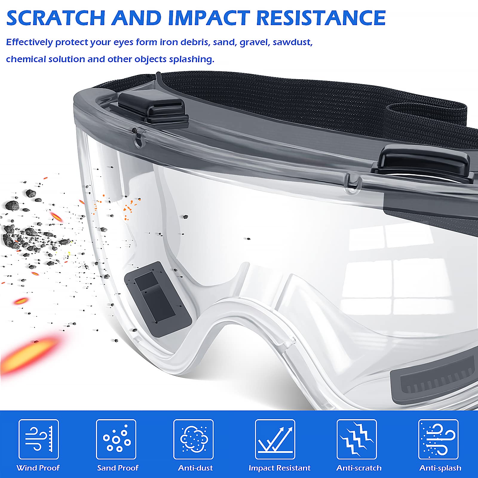 OXG safety goggles wraparound frame providing wide peripheral protection.