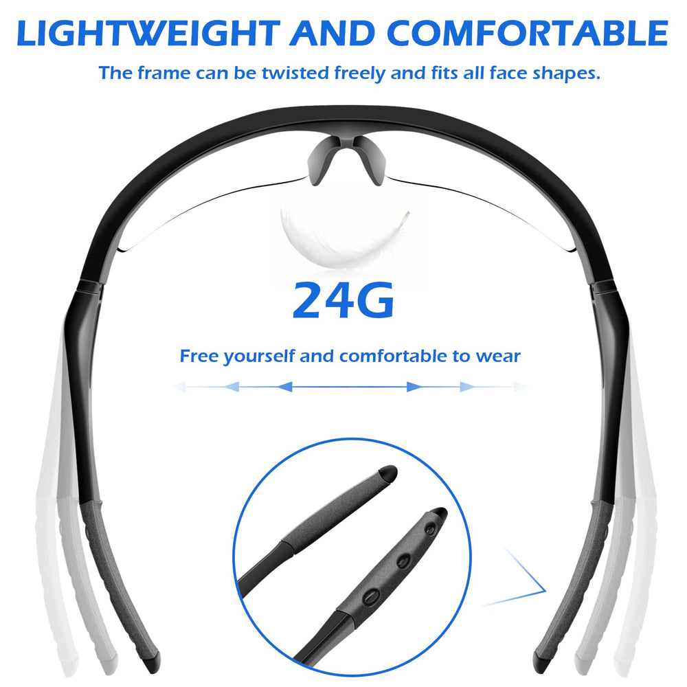 OXG wraparound design offers wide protection around the eyes.