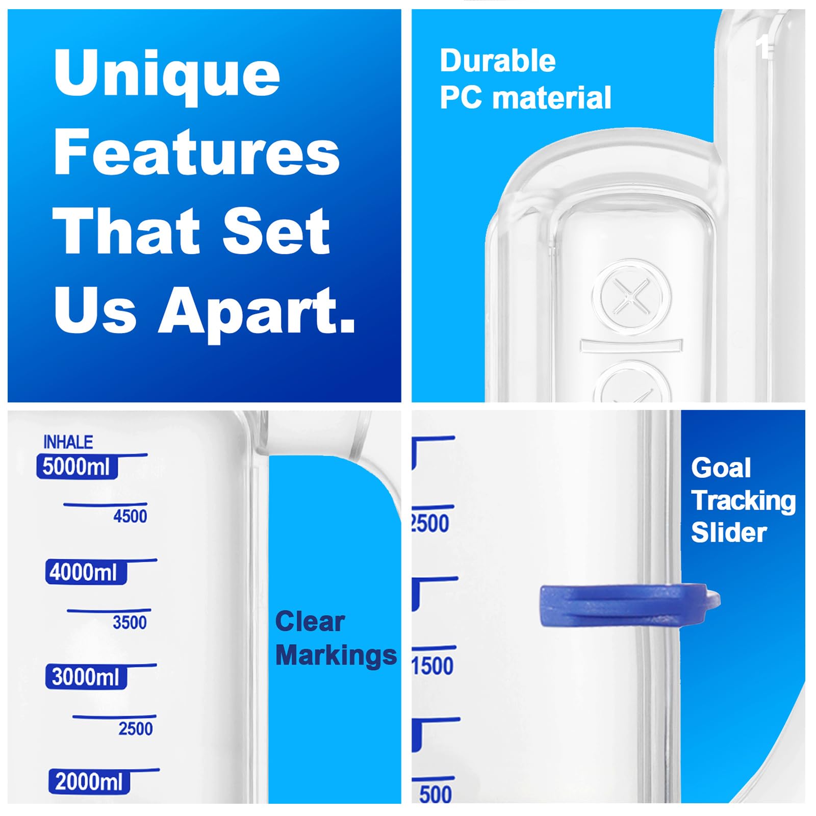 Oxgeda clear scale enables easy monitoring of inhalation progress.