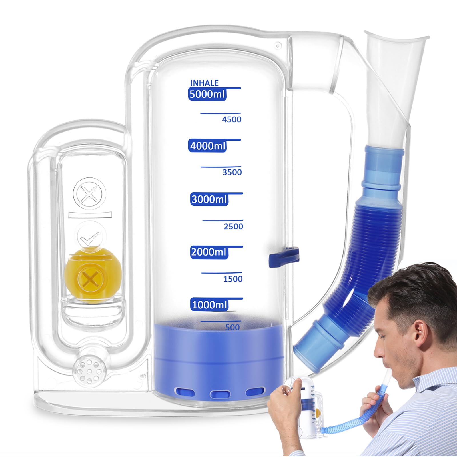 Oxgeda Incentive Spirometer with 5000ml capacity for precise lung exercises and progress tracking.