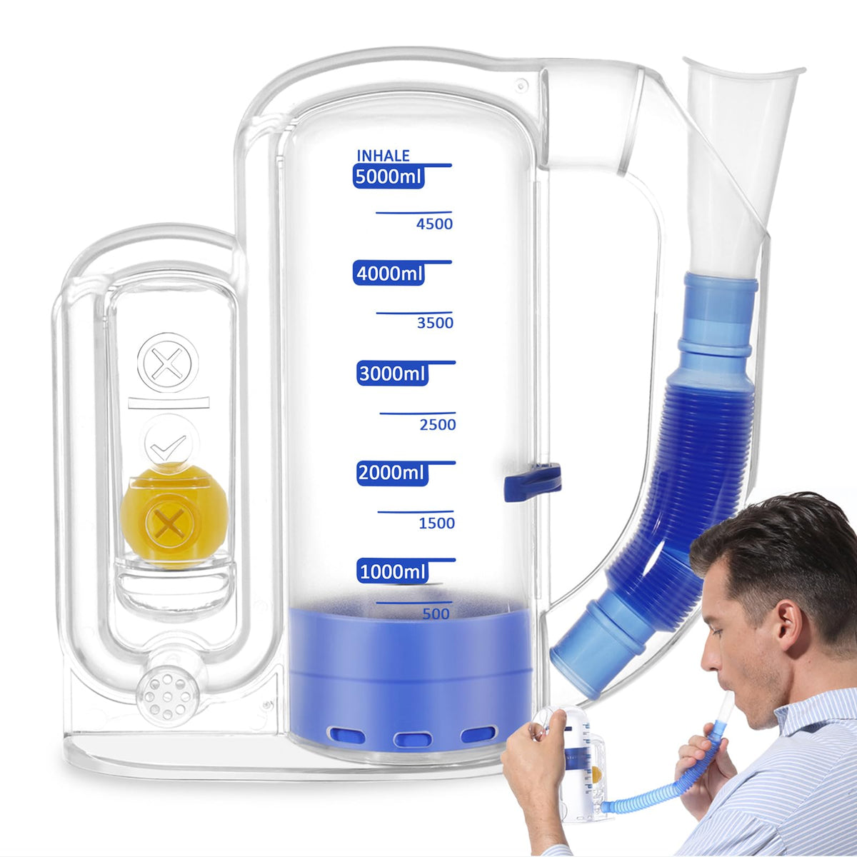 Oxgeda Incentive Spirometer with 5000ml capacity for precise lung exercises and progress tracking.