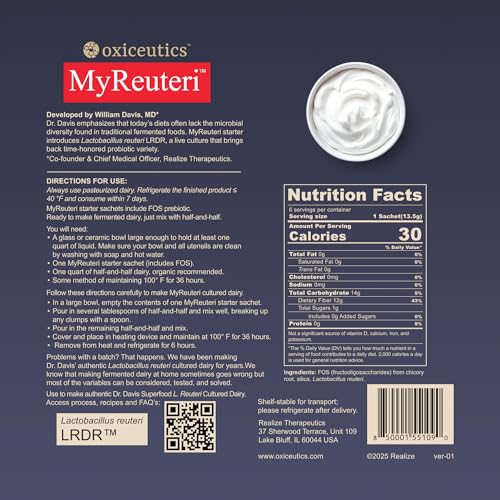oxiceutics MyReuteri sachets close-up highlighting convenient prebiotic + probiotic blend