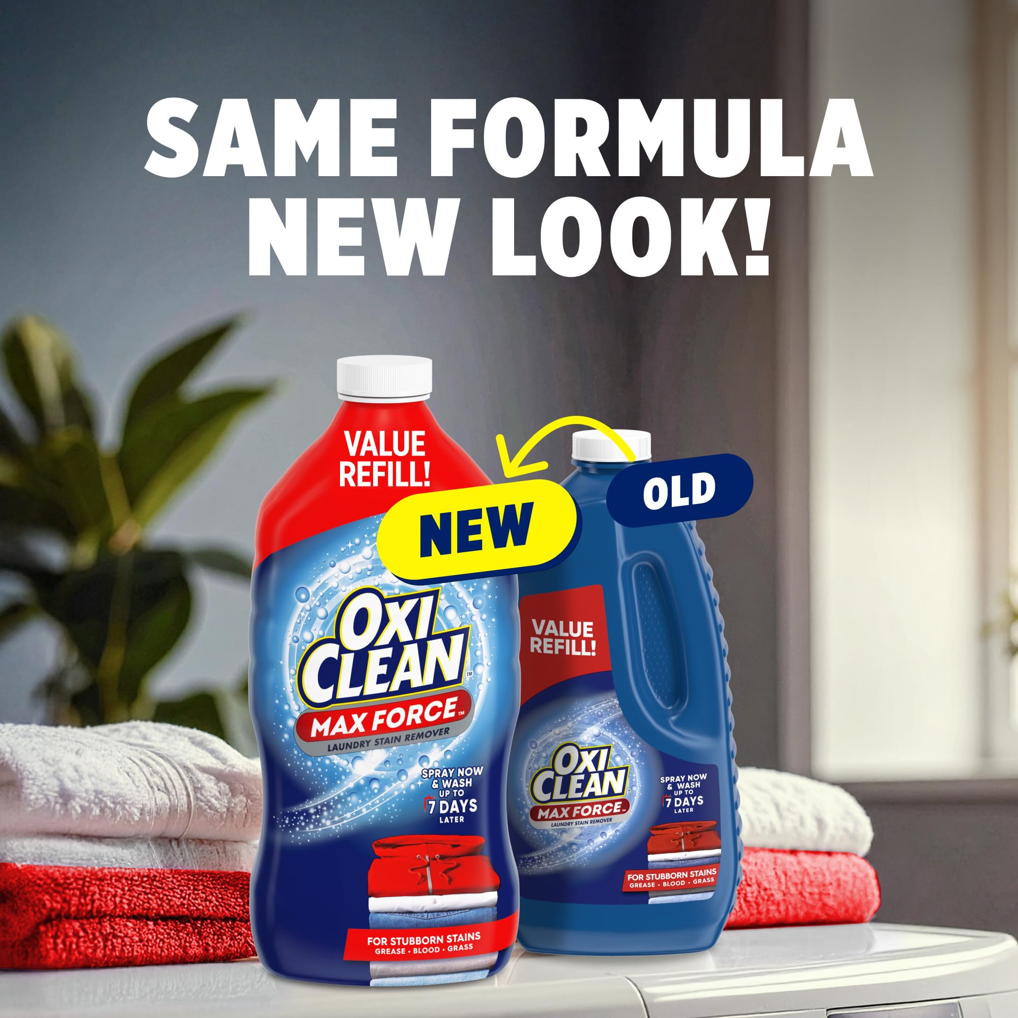 OxiClean Max Force spray nozzle prepared for direct stain treatment.
