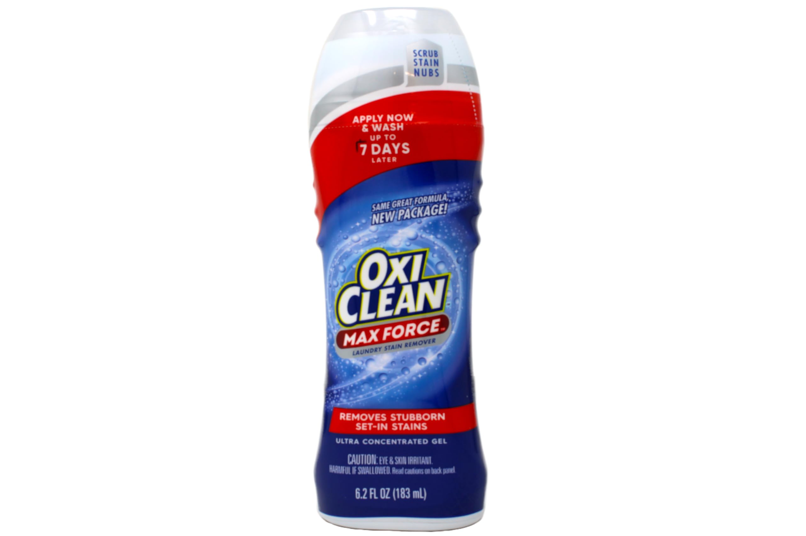OxiClean MaxForce Gel Stick before-and-after dried stain example.
