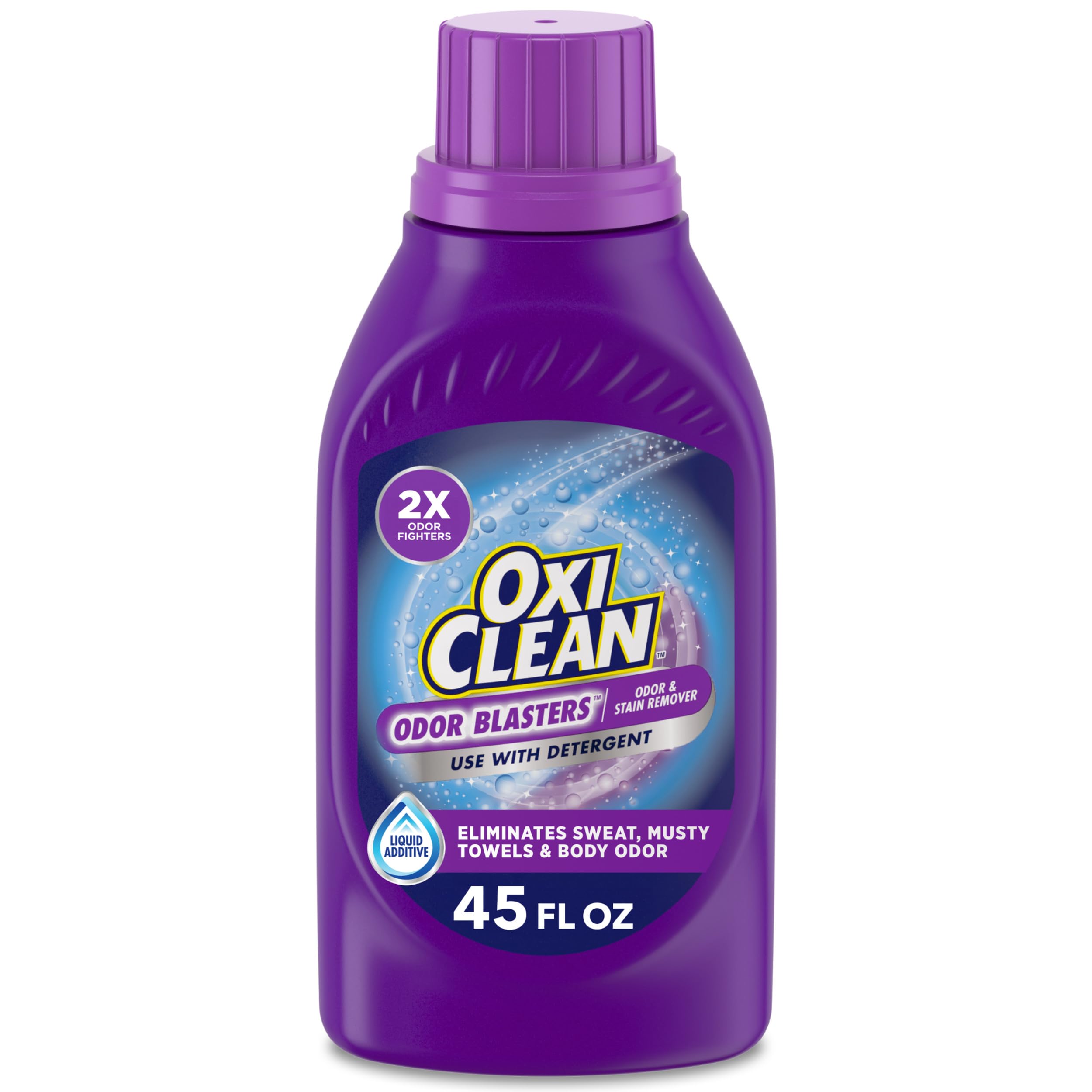 OxiClean Odor Blasters bottle front showcases a powerful laundry booster for odors and stains