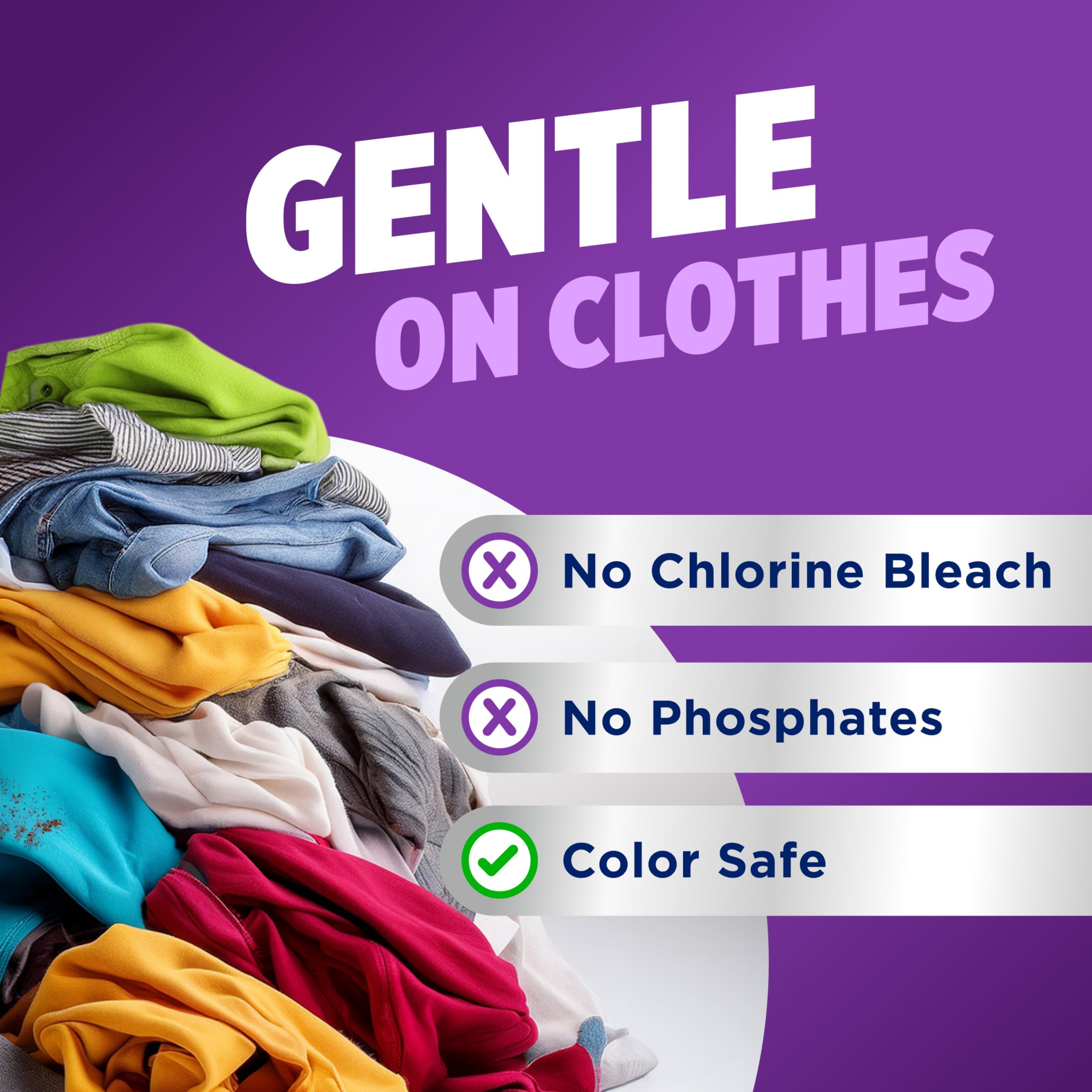 OxiClean Odor Blasters fresh-clothes result shows vibrant, clean garments