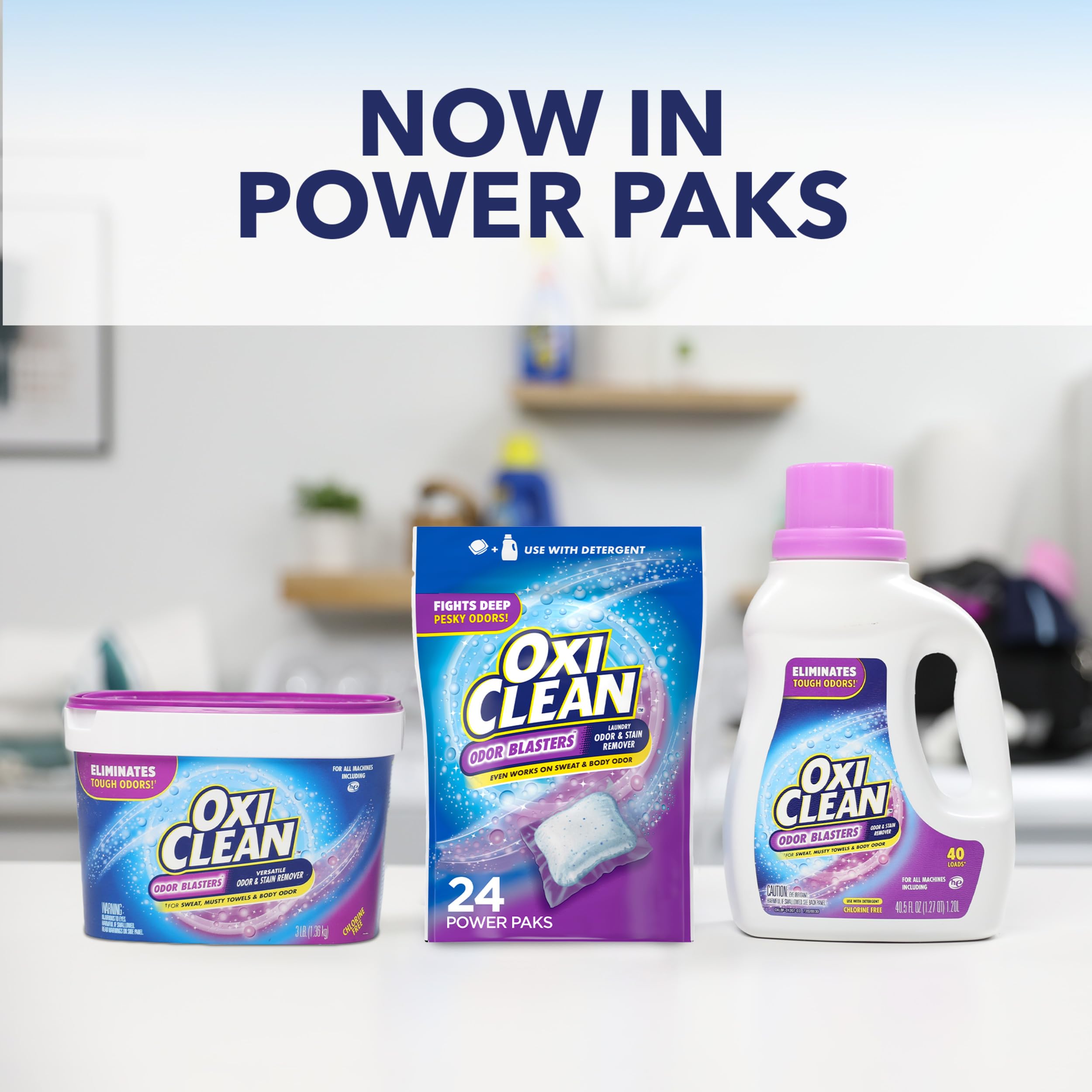 OxiClean Odor Blasters Paks deliver fresh clothes after every cycle.