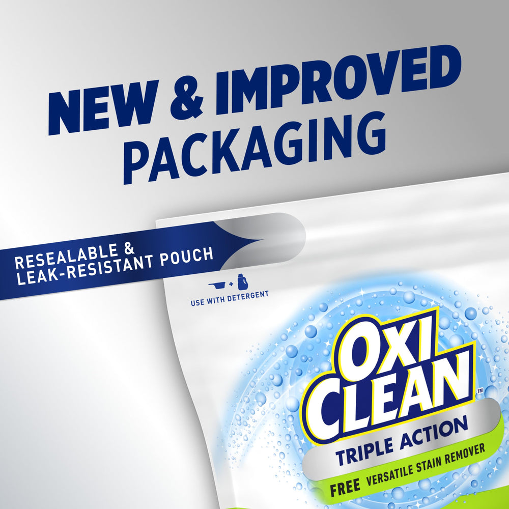 OxiClean Triple Action Free Stain Remover on sports gear for tough stains.
