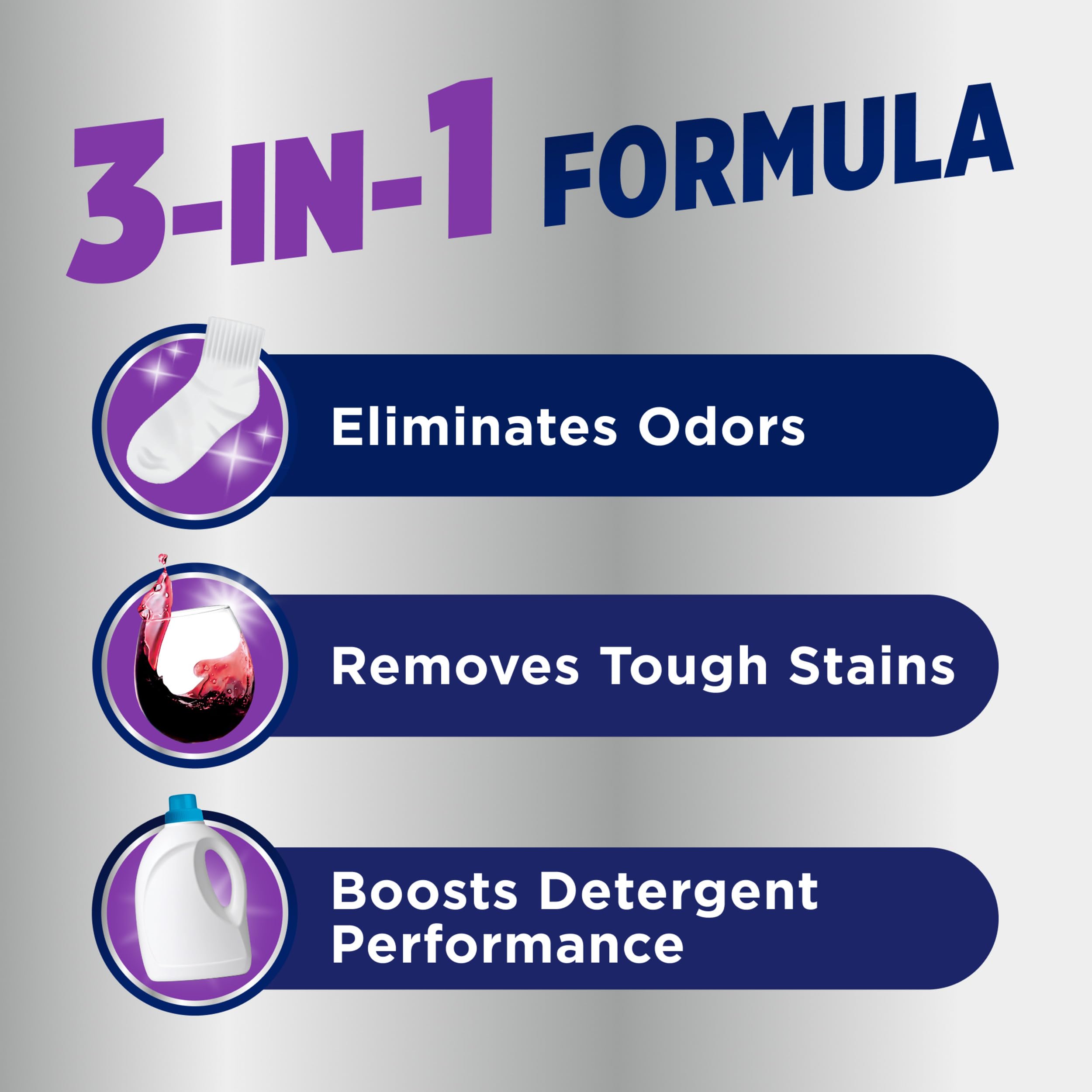 OxiClean in-wash use with detergent to enhance odor and stain removal