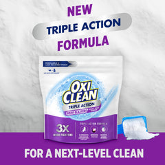 OxiClean powder scoop demonstrates dosage to boost detergent performance